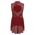 thumbnail image 4 of Raenseen Kids Girls Lyrical Dance Dress High Low Mesh Tutu Sparkly Gymnastics Leotard Figure Skating Dress Burgundy 6, 4 of 5