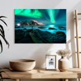 thumbnail image 3 of Elephant Stock Stunning Lofoten Aurora Borealis Wall Art - Horizontal Canvas Wall Art - Living Room Wall Decor - Nature Canvas - Teal And Turquoise Decor - 24" x 16", 3 of 8