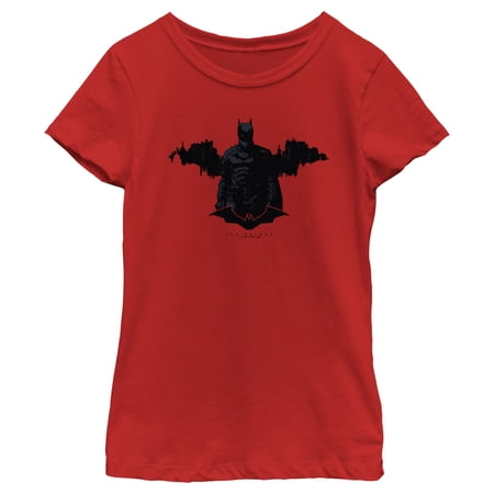 Girl s The Batman Gotham Silhouette Graphic Tee Red Medium