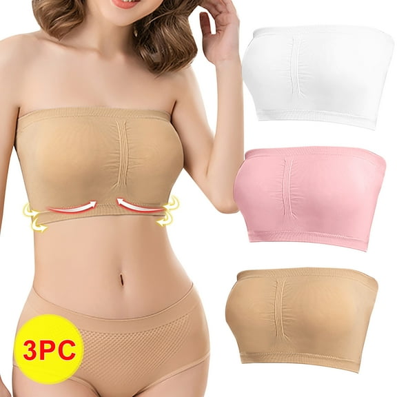 AURIGATE Women Bandeau Bra Women's Stretch Strapless Bra,Summer Bandeau Bra,Plus Size Strapless Bra,Comfort Wireless Bra