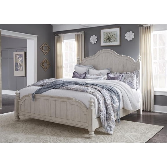 Farmhouse Reimagined White Queen Poster Bed