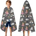 thumbnail image 3 of Dark Gray Princess Unicorn Cloud Pattern Hooded Bath Towel，50"x30" for Ages 3 To 12 Kids, Quick Dry Lightweight Soft Microfiber Hood Beach Towel Cover Up for Kids, 3 of 7