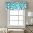 thumbnail image 3 of Summer Valance Curtain for Windows Coastal Watercolor Teal White Sea Starfish Wood Grain Rod Pocket Curtain Valances Short Window Treatments Panels for Kitchen Bathroom Laundry Basement 42 x 18 Inch, 3 of 9