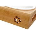 thumbnail image 4 of Juego de cuencos de cerámica para gatos con soporte de bambú., 4 of 6