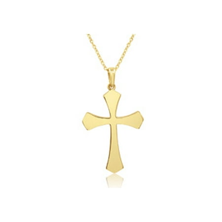 14 Karat Yellow Gold Cathedral Cross Necklace With Free 18 Inch Chain