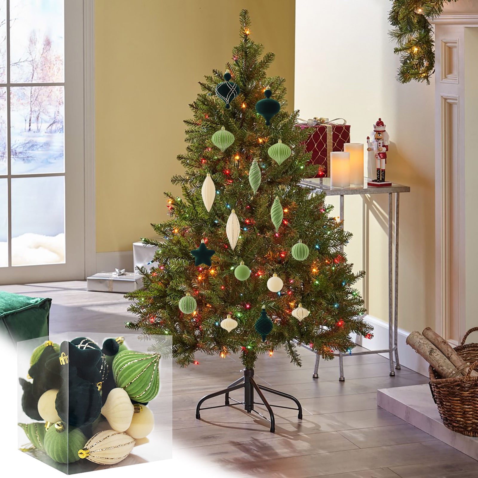 Lot De 24 Boules De Noël En Velours - 3 Styles, 2,36 Pouces