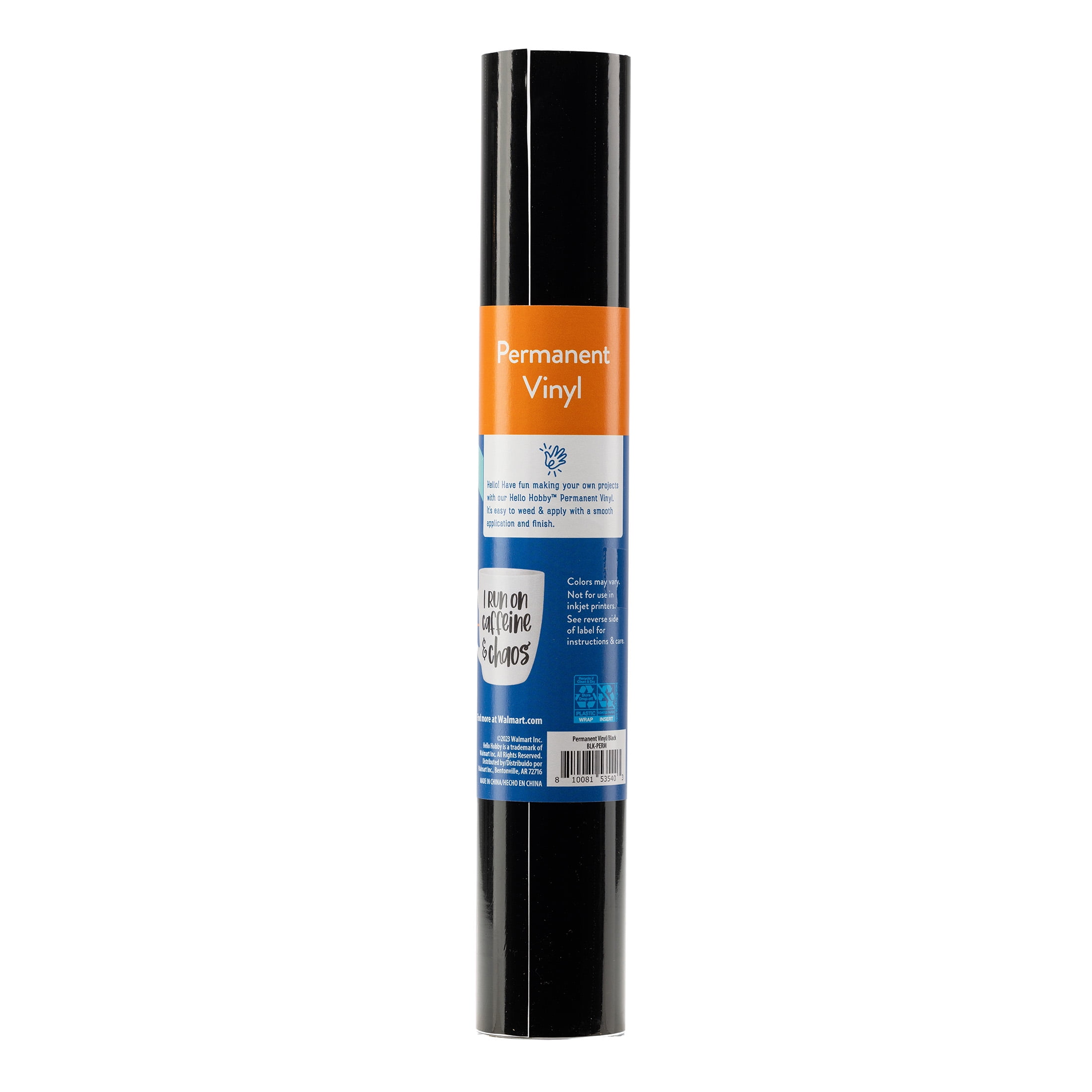 Hello Hobby 12" x 4' Black Permanent Craft Vinyl Roll