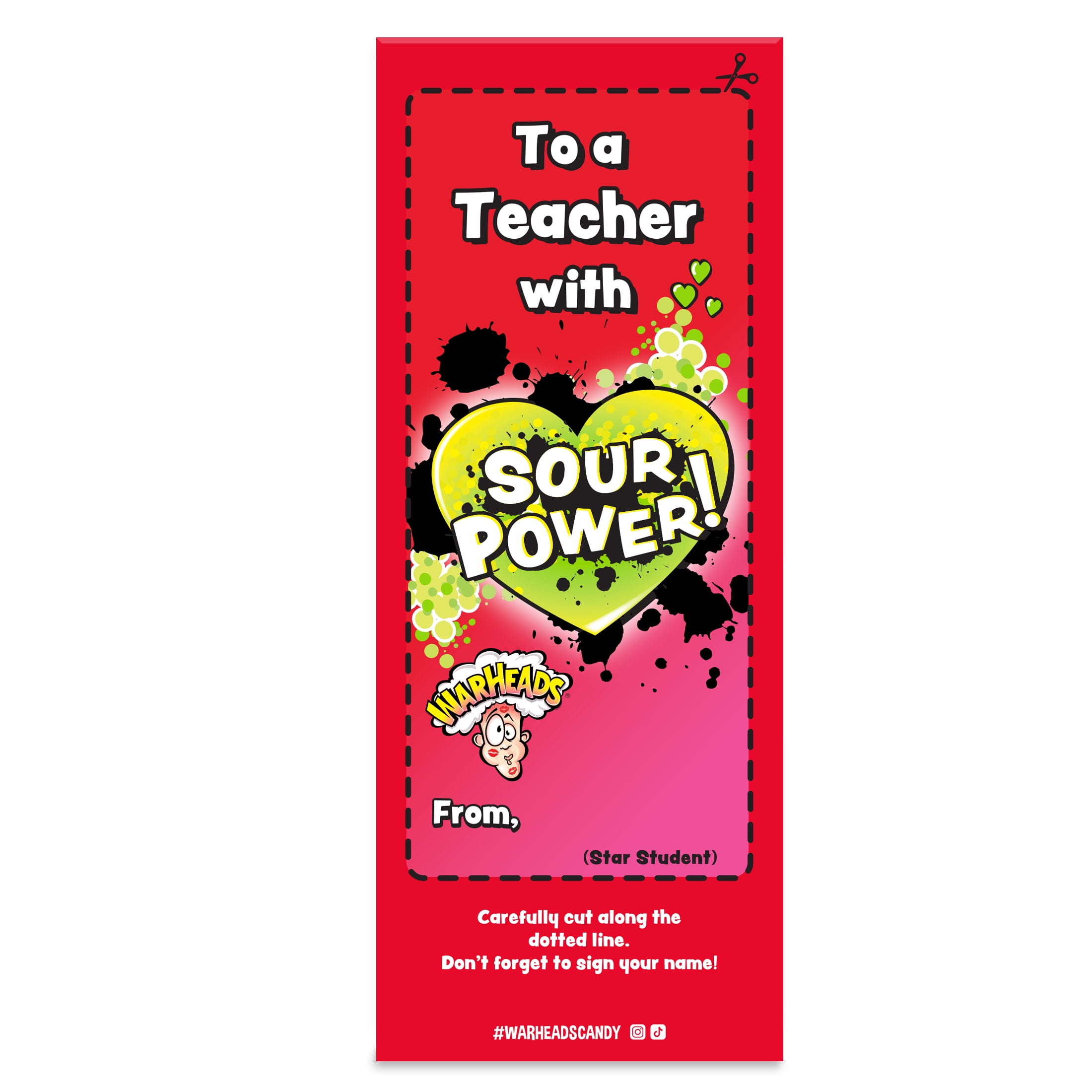 Warheads Sour Dippin' Pucker Packs 6.5oz 22pk Valentines Classroom Exchange Box