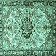 thumbnail image 1 of Ahgly Company Indoor Square Medallion Turquoise Blue Traditional Area Rugs, 8' Square, 1 of 4