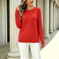 thumbnail image 5 of Womens Crew Neck Knit Sweater Long Sleeve Solid Color Casual Pullover Top, 5 of 8