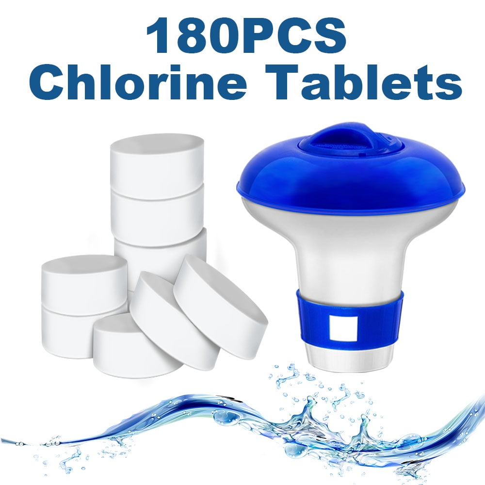 Meliful 180 Pcs Chlorine Tablets for Indoor, Outdoor Swimming Pools, Spa, Hot Tub, Fountain,White