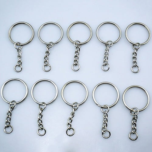 10x DIY Link Silver Keyring Keychain Short Chain Split Ring Key Holder Accessory 