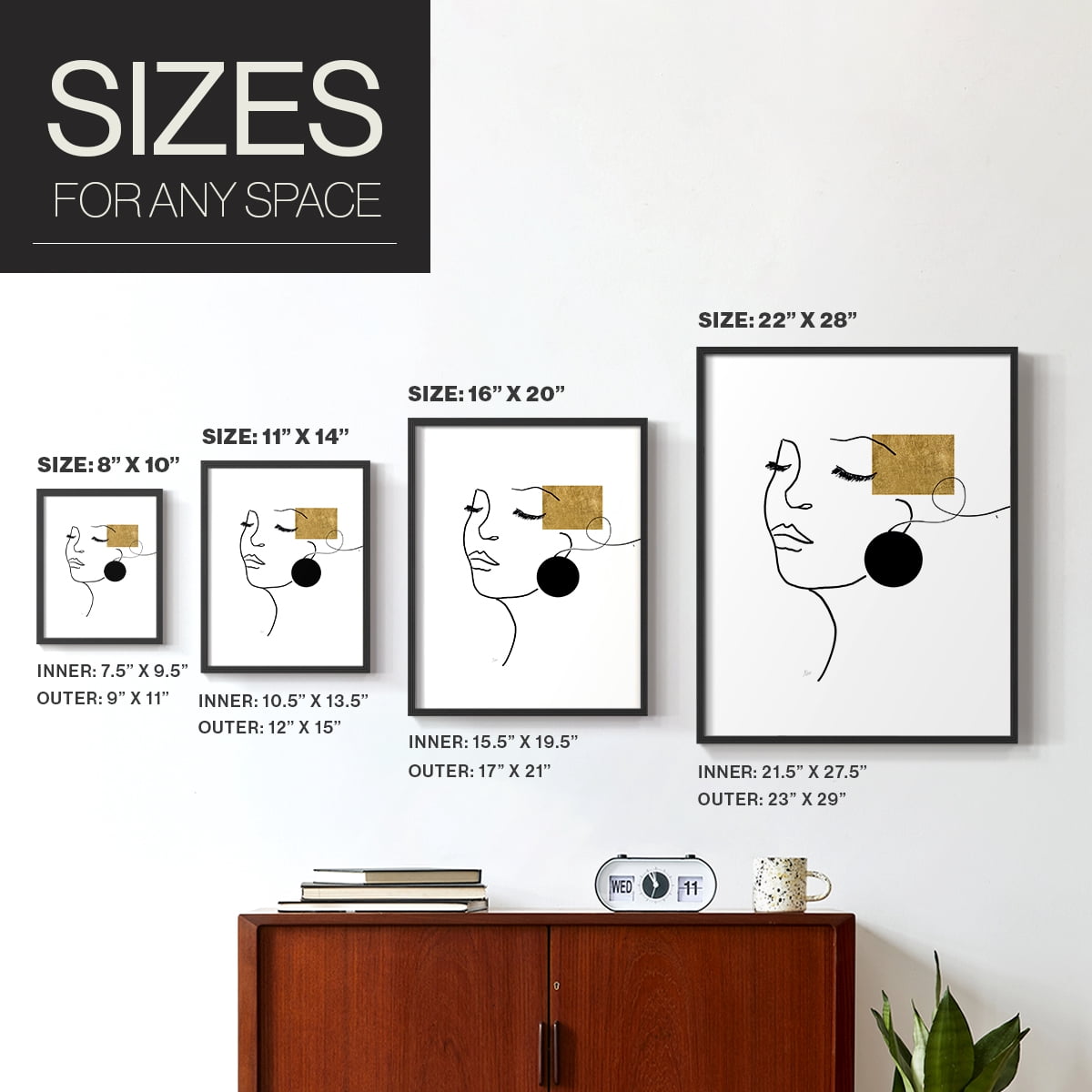 Shapes and Lines II in Black Solid Wood 22 x 28 Framed Print