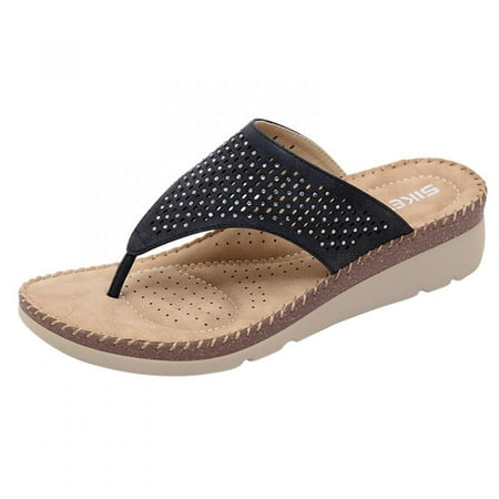 

Todqot Slippers for Women- Summer Flip-flops Quick Dry Anti Slip Sandals Women Mide Heels Beach Slippers Black 40