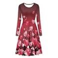 thumbnail image 4 of Renewold Pink Heart Graphic Women Long Sleeve Dresses Plus Size L Fall Winter Outdoor Play Tour Dresses Valentine's Day Elastic Waist Swing A-Line Dress, 4 of 7