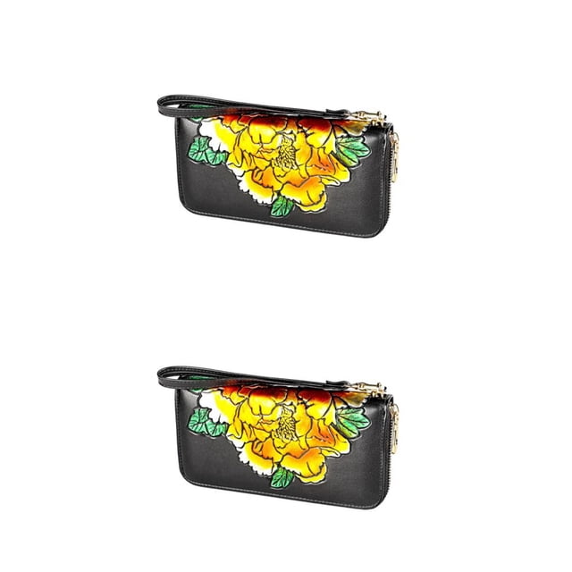 Monedero de cuero Sonducket para mujer Amarillo Tipo 2 2piezas