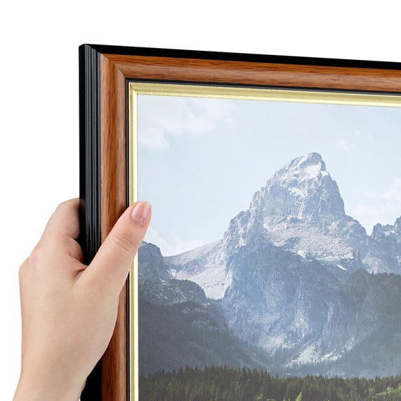 ArtToFrames 8x20 Inch Medium Tri-colored Frame Picture Frame, This Brown MDF Poster Frame is Great for Your Art or Photos, Comes with Regular Glass (4446)