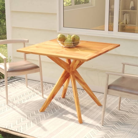 Anself Patio Table Wood Acacia Outdoor Dining Table for Backyard  Garden  Balcony  Outdoor Indoor Furniture 33.5 x 33.5 x 29.5 Inches (W x D x H)
