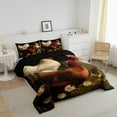 thumbnail image 3 of Farmhouse Rooster Bedding Set Queen Size Teens Bedroom Decor,White Brown Chicken Quilt Rustic Country Design Comforter Set Pastoral Style Down Comforter, 3 of 5