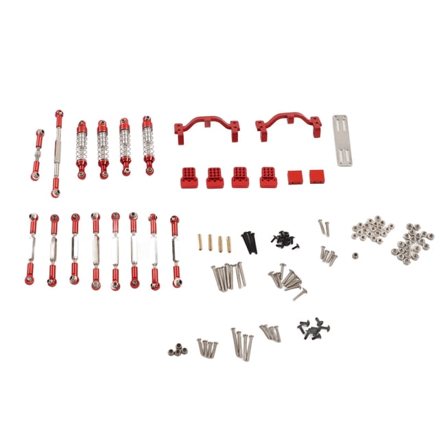 Kit de repuesto de actualización de coche RC, amortiguador de aleación de aluminio, Kit de varilla de tracción de coche RC para WPL C24 C14 C14K C24K RC Car rojo
