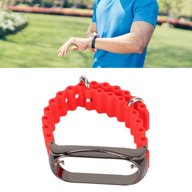 Correa de Reloj de Silicona con Funda Protectora de Parachoques de Acero Inoxidable Accesorio de Banda Deportiva Ajustable de Silicona Suave Apto para Band 7 ANGGREK Otros