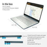 HP 15.6 FHD Laptop, AMD Ryzen 5 5500U, 8GB RAM, 256GB SSD, Spruce Blue, Windows 11 Home