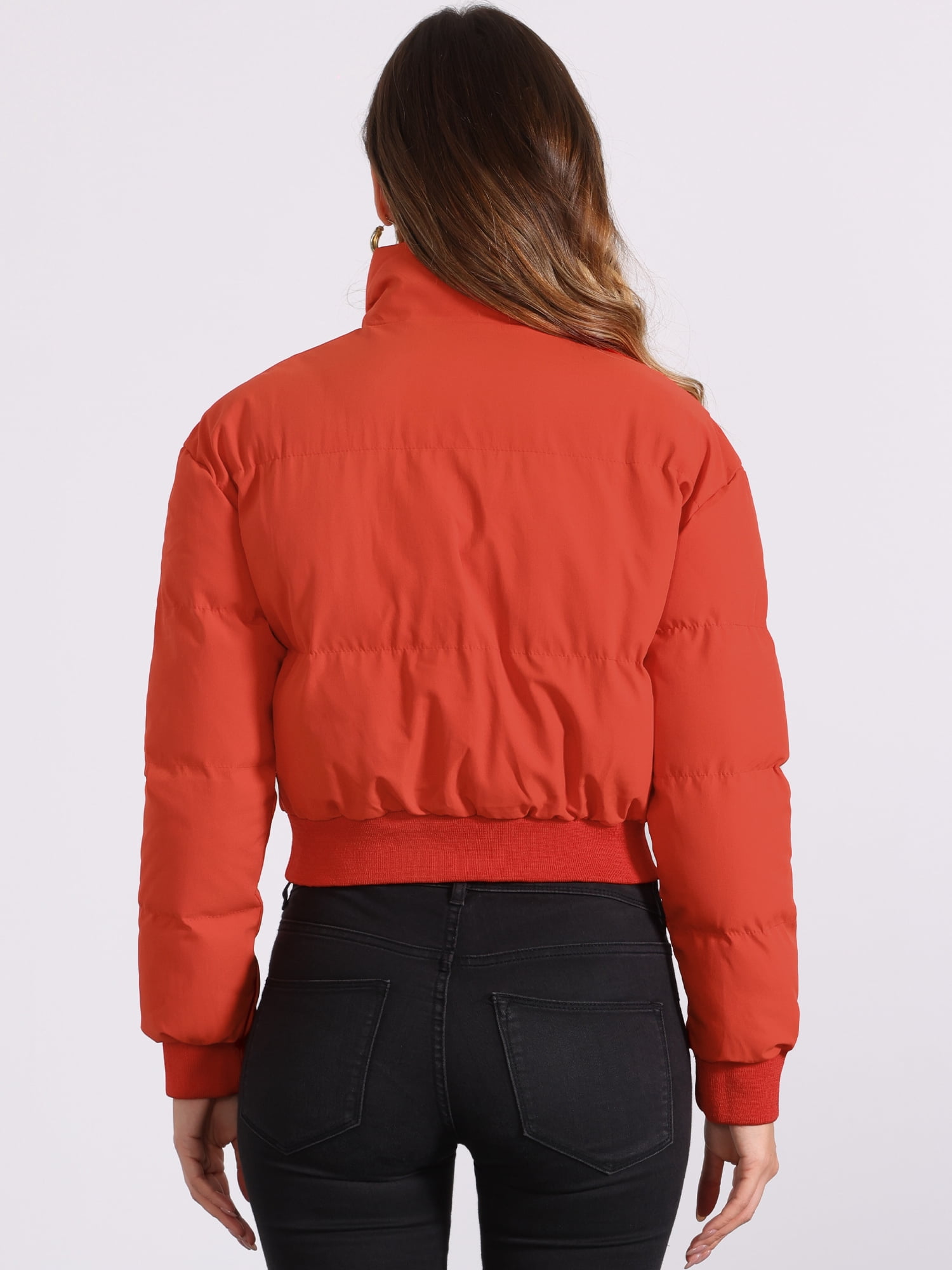 DARING DIVA Women's Outwear Baggy Padded Cropped Bomber Jacket M Red