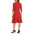 thumbnail image 3 of INSPIRE CHIC Women's Vintage Dress 3/4 Sleeves Stand Collar Office A-Line Dress M Red, 3 of 6