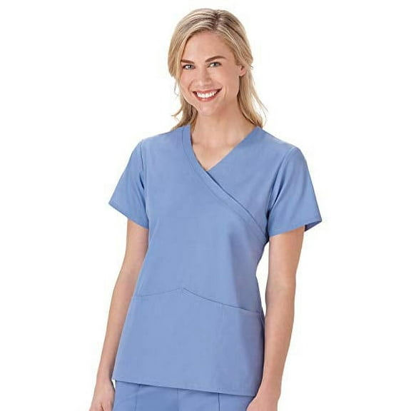 Fundamentals Ladies Mock Wrap Top, Ceil Blue, 4X