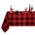 thumbnail image 1 of Checkered Rectangle Christmas Tablecloth - Waterproof and Washable Gingham Xmas Table Cloth Holiday Decorative Table Cover for Party, Red/Black 60 x 102 Inch, 1 of 5
