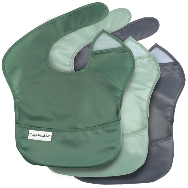 Babero para comida Tiny Twinkle, impermeable y ajustable, paquete de 3