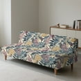 thumbnail image 6 of SCRAWLGOD Vintage Leaf Print Beige Armless Futon Cover Stretch Sofa Bed Slipcover Protector Elastic Futon Cover, Machine Washable Couch Covers with Elastic Bottom, 6 of 7