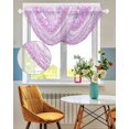 thumbnail image 3 of Purple Pink Boho Sheer Waterfall Valance Curtains for Window, Vintage Ethnic Tribe Abstract Art Rod Pocket Sheer Topper Swag Curtains for Living Room, Kitchen 38.5"W x 47.2"L, 1 Panel, 3 of 7
