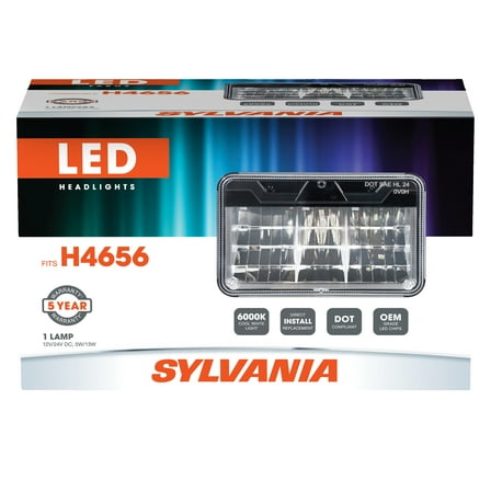 SYLVANIA - H4656 LED Sealed Beam Headlight - 4 x 6 Inch Rectangle - Cool White 6000K Sealed Beam Headlamp - Retrofit Light, Truck, Car, Motorcycle (Contains 1 Bulb)