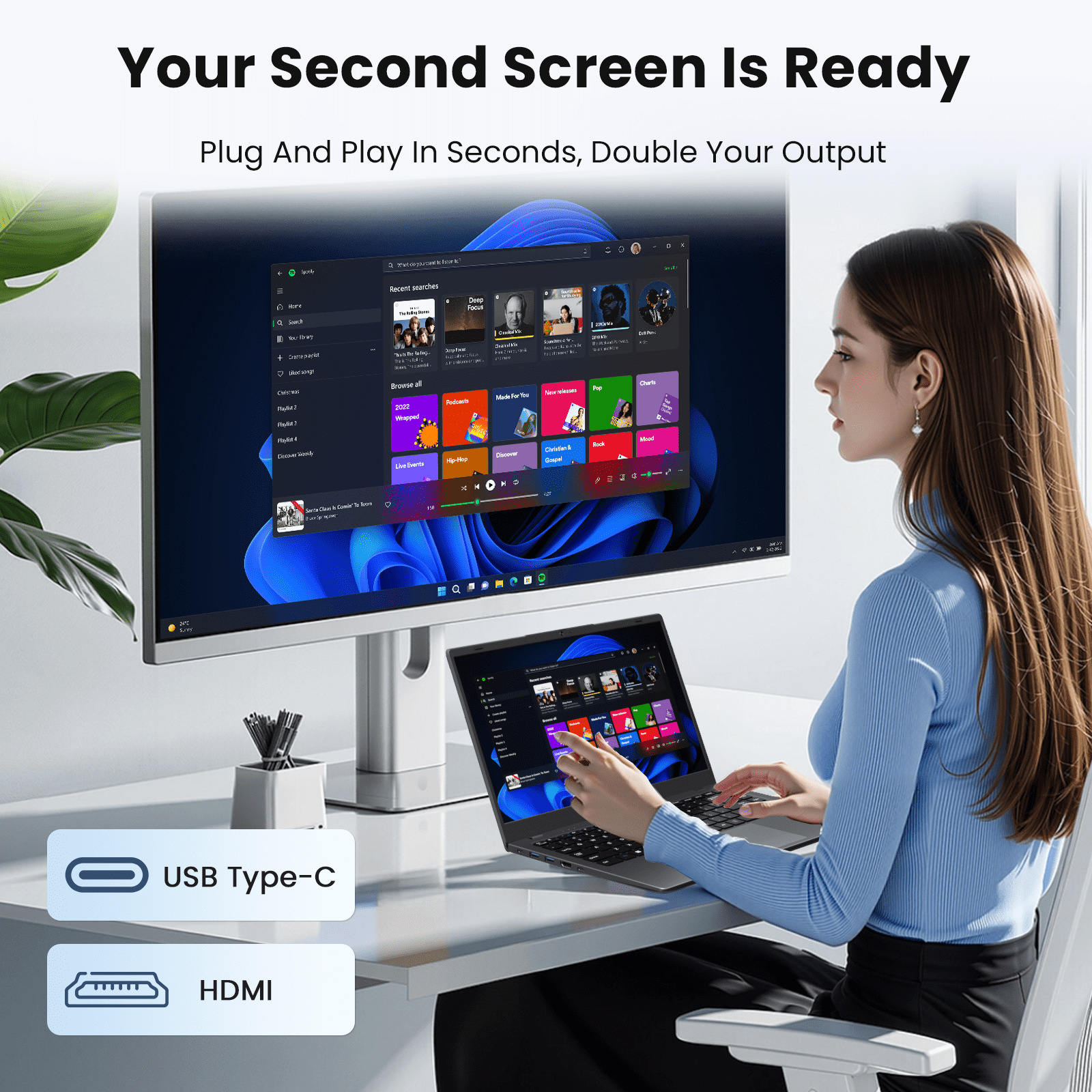 RNRUO 14" Laptop with Windows 11, 8GB RAM 128GB SSD, FHD Screen USB-C PD Fast Charging, Office 2024 Included, Portable Laptop for Students and Home Use, Gray