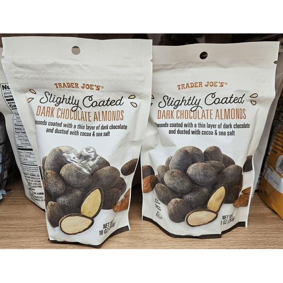 Trader Joe’s Slightly Coated Dark Chocolate Almonds 10oz 283g (2 Bags)