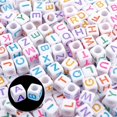 thumbnail image 3 of 1400pcs 5 Color Acrylic Alphabet Cube Beads Letter Beads With 1 Roll 50m Crystal String Cord For Jewelry Making6mm, 3 of 5