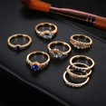 thumbnail image 4 of 8 Pieces Simple Circular Water Drop Crystal Joint Ring Exquisite Party Carved Flowers Ring Set Valentines Gift, 4 of 4