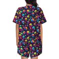 thumbnail image 6 of Fotbe Skull rainbow color mushroom Print Pajama Set for Women 2 Piece Loungewear Short Sleeve Tops and Shorts Set Soft Sleepwear-Large, 6 of 7