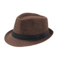 thumbnail image 2 of Xinyolin Fedora Hat Wide Brim Sun Protection Solid Color Panama Cap Boater Summer Beach Sunhat for Vacation, 2 of 8