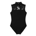 thumbnail image 3 of HULIJA Girls Mock Floral Lace Back Ballet Leotard One Piece Gymnastics Tank Top Athletic Jumpsuit Black XL, 3 of 8