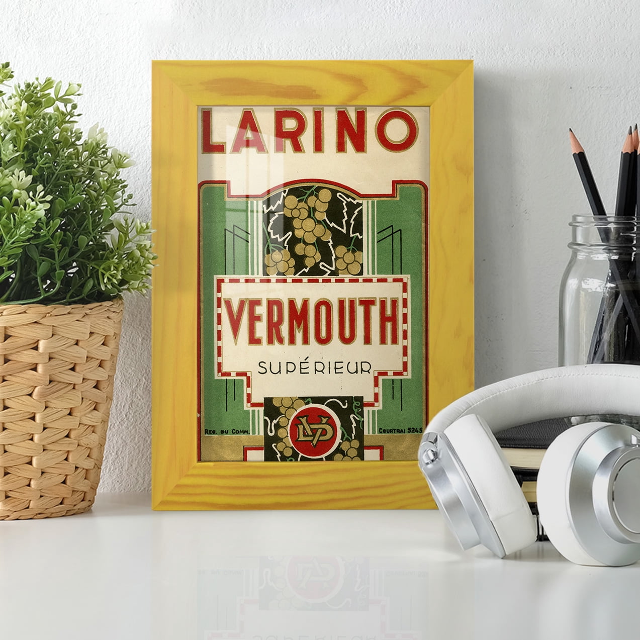 Larino Vermouth -Framed Print w/glass-Sunflower Yellow