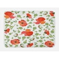 thumbnail image 1 of Poppy Bath Mat, Buds Stems and Flower Heads Scattered Hand Drawn Style Rural Inflorescence, Non-Slip Plush Mat Bathroom Kitchen Laundry Room Decor, 29.5 X 17.5 Inches, Vermilion Green Coral, Ambesonne, 1 of 2