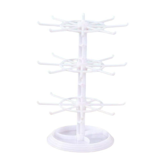 Expositor giratorio de joyas, expositor de pulseras, soporte para collares de 3 niveles Blanco