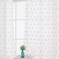 thumbnail image 2 of Sheer Curtains 95" Long for Living Room, Soft Voile Textured Jacquard Sheer Window Curtains Embroidered with Pom Pom Design, 52 x 95 Inch, 2 Panels, Pink Pompoms, 2 of 9