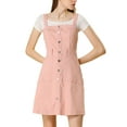 thumbnail image 6 of MODA NOVA Junior's Adjustable Strap a-Line Overall Denim Dress, 6 of 7