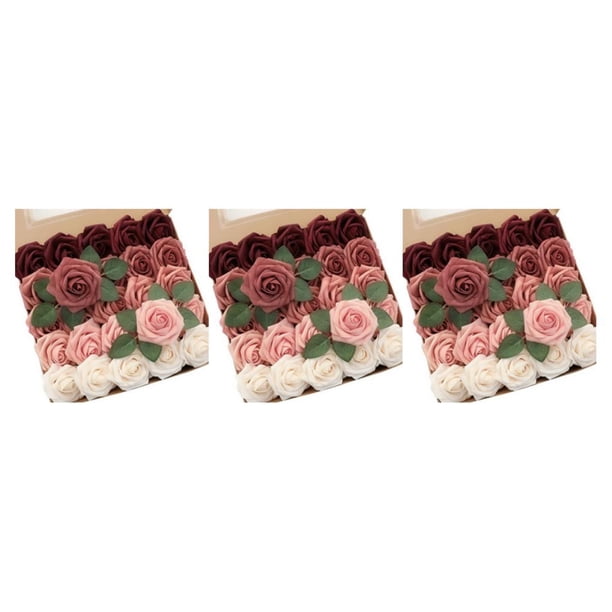 Rosas artificiales Matsuzay 25x Vino tinto degradado para decoración del hogar