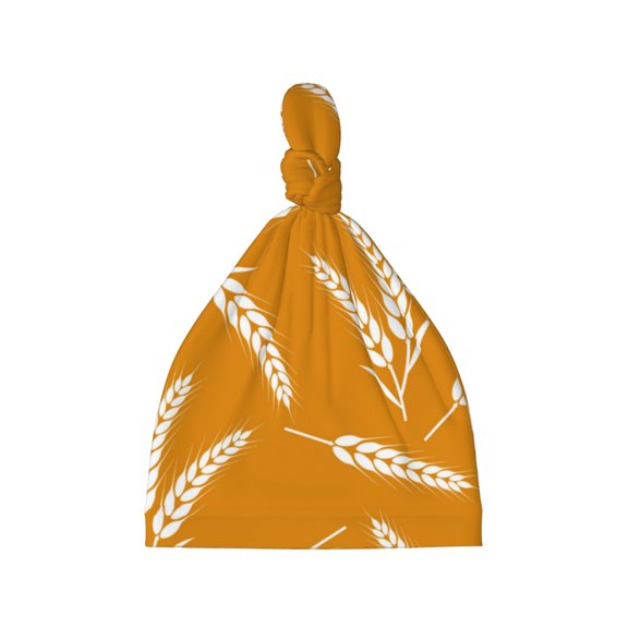 Naloa Autumn Orange Wheat Baby Newborn Hats, Infant Knotted Baby Hat, Beanie Top Knot Caps for Baby Boys Girls