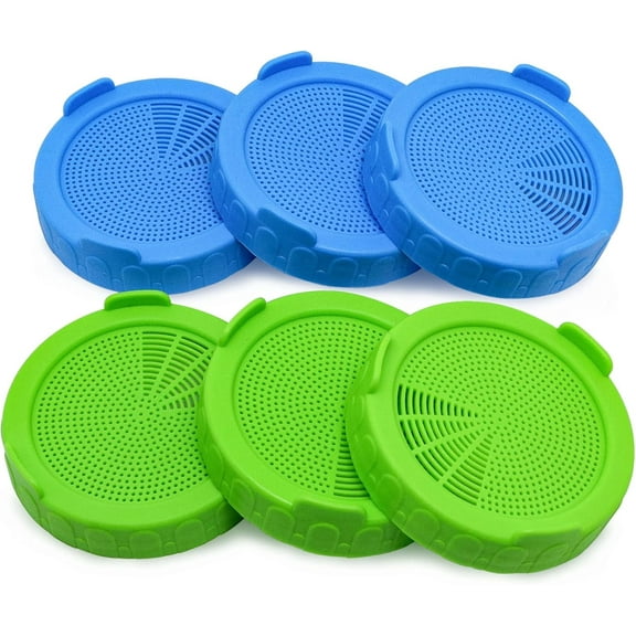 6Pcs/12Pcs Sprouting Lids for Wide Mouth Mason Jars, Plastic Canning Jar Strainer Lids, Mason Jar Pour Spout Lid, Bean Screen Microgreens Growing Kit Suit for Grow Bean Sprouts