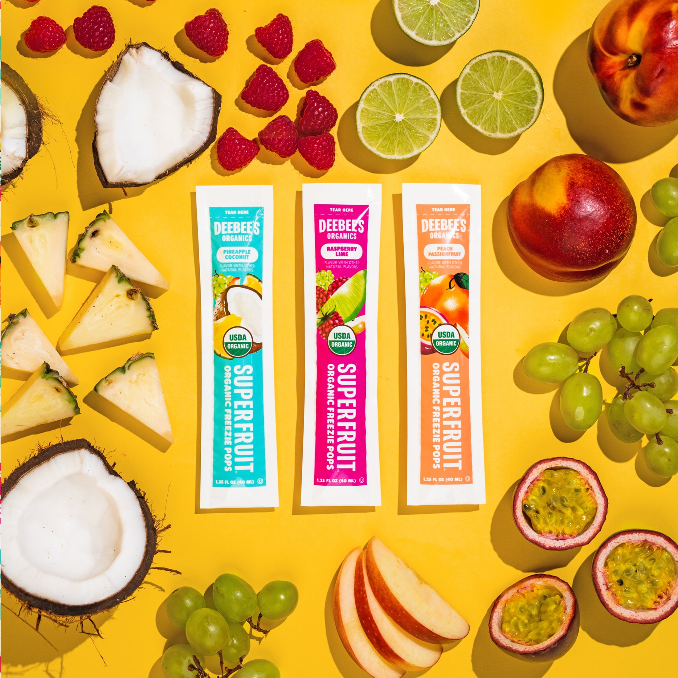 Deebee's Organics Tropical Fruit Freezies Ice Pops, Gluten-Free, 1.35 oz, 10 Count